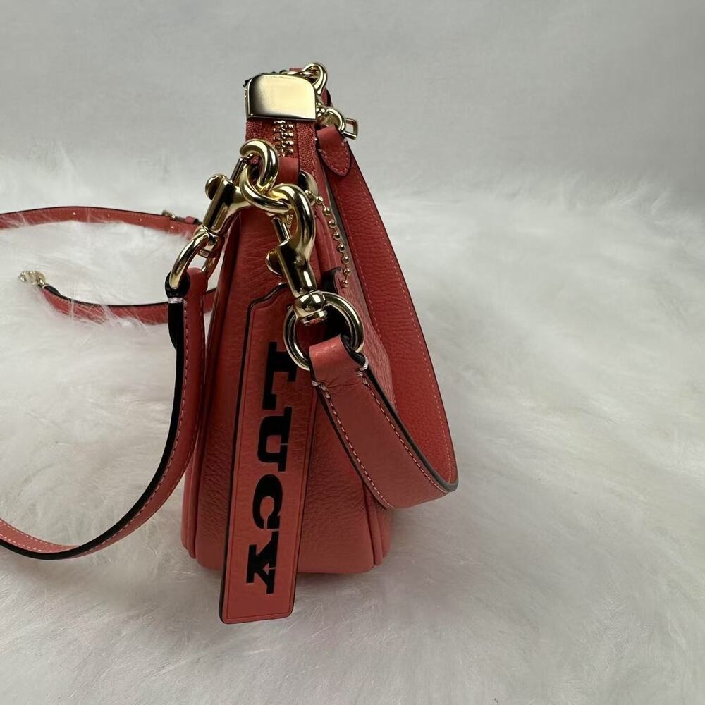 Coach X Peanuts Teri Shoulder Bag With Lucy CBM32 Leather/Bright Coral Multi NWT - Picture 3 of 11